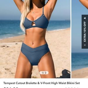 Navy bikini high wasted - Cupshe